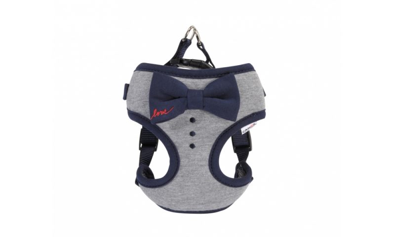 CAMON PETTORINA "LOVE" GRIGIA CON FIOCCO BLU