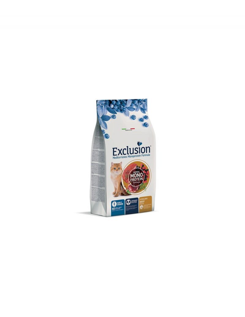 EXCLUSION Mediterraneo Monoprotein Sterilized Adult All Breeds Manzo 12 kg.