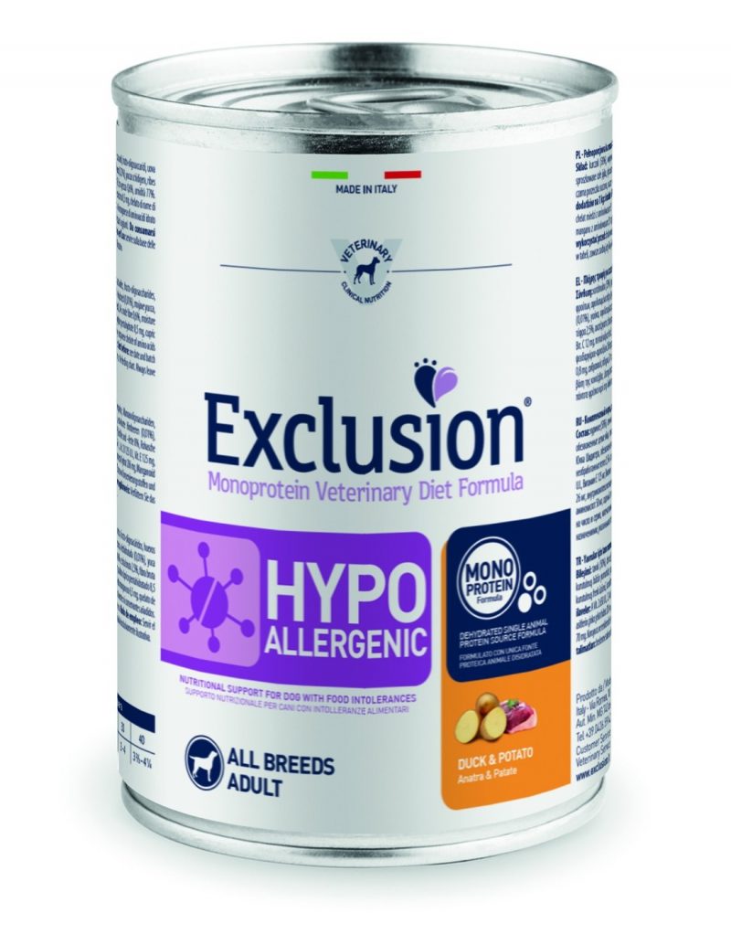 EXCLUSION Hypoallergenic Anatra e Patate lattina 400g