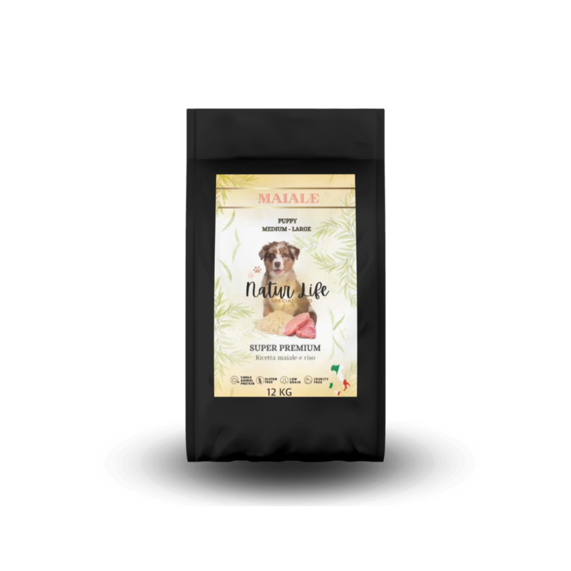 Natur life secco puppy maiale e riso